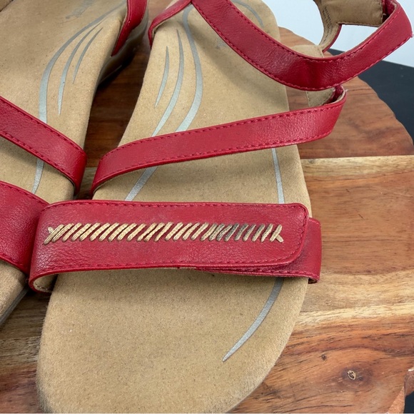 AETREX Gabby Adjustable Red leather strappy Sandals Size 41 US 10 - Picture 3 of 7